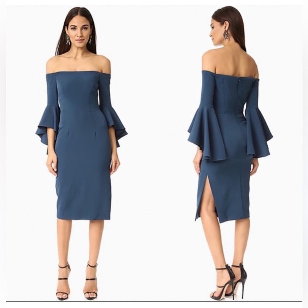 MILLY Peacock Blue Selena Midi Dress